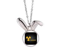 no/no Logo Radioactive Substances Warning Rabbit Necklace Pendant Bunny Animal Jewelry Gift