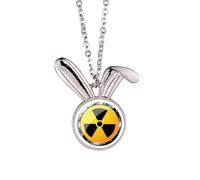 no/no Logo Yellow Background Radioactive Substances Warning Rabbit Necklace Pendant Bunny Animal Jewelry Gift
