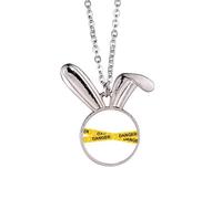 no/no Logo Yellow Danger Line Art Deco Fashion Rabbit Necklace Pendant Bunny Animal Jewelry Gift