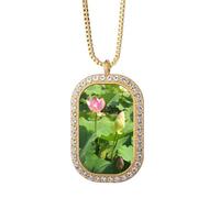 no/no Lotus Bud Summer Art Deco Fashion Necklace Pendant Diamond Crystal Golden Jewelry