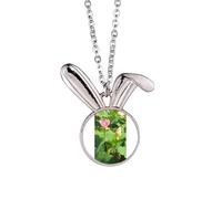 no/no Lotus Bud Summer Art Deco Fashion Rabbit Necklace Pendant Bunny Animal Jewelry Gift