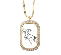 no/no Lotus Flower Pure Plain Meditation Necklace Pendant Diamond Crystal Golden Jewelry