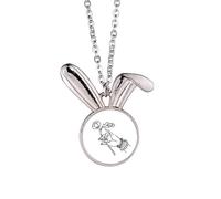 no/no Lotus Flower Pure Plain Meditation Rabbit Necklace Pendant Bunny Animal Jewelry Gift