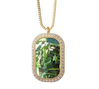 no/no Lotus Lake Pool Art Deco Fashion Necklace Pendant Diamond Crystal Golden Jewelry