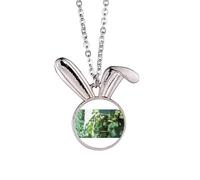 no/no Lotus Lake Pool Art Deco Fashion Rabbit Necklace Pendant Bunny Animal Jewelry Gift