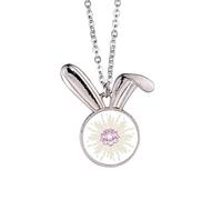 no/no Lotus Open Pure Mind Art Deco Fashion Rabbit Necklace Pendant Bunny Animal Jewelry Gift