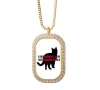 no/no Love Animals Love Our Common World Necklace Pendant Diamond Crystal Golden Jewelry