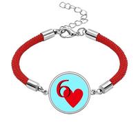 no/no Love Heart 6 Poker Lucky Red String Bracelet Rope Bracelet Handmade