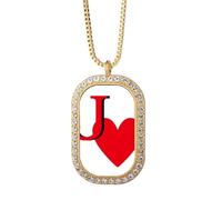 no/no Love Jack Heart J Poker Necklace Pendant Diamond Crystal Golden Jewelry