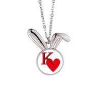 no/no Love King Heart K Poker Rabbit Necklace Pendant Bunny Animal Jewelry Gift