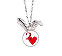 no/no Love Moon Heart 2 Poker Rabbit Necklace Pendant Bunny Animal Jewelry Gift