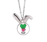 no/no Love You le Cactus Art Deco Fashion Rabbit Necklace Pendant Bunny Animal Jewelry Gift