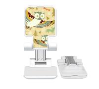 no/no Lovely Birds Owls Floral Patterns Adjustable Cell Phone Stand Desk Foldable