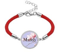 no/no Lovely Peach Blossom March Pattern Lucky Red String Bracelet Rope Bracelet Handmade