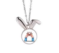 no/no Loving Heart Manual Speech Fingerspelling Rabbit Necklace Pendant Bunny Animal Jewelry Gift