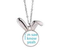no/no Lyrics I Am Sad Art Deco Fashion Rabbit Necklace Pendant Bunny Animal Jewelry Gift