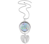 no/no Mahjong Straight Flush Sliver Numbers Pendant Angel Wings Rotating Necklace Jewelry