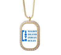 no/no Maldives Islands Indian Ocean Necklace Pendant Diamond Crystal Golden Jewelry