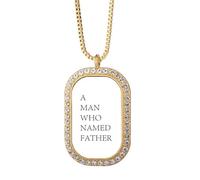 no/no Man Love Dad Father Futrue Necklace Pendant Diamond Crystal Golden Jewelry