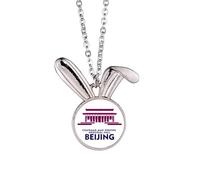 no/no Mao Ze Urban Tourism Beijing China Rabbit Necklace Pendant Bunny Animal Jewelry Gift