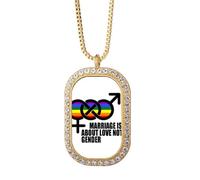 no/no Marriage Is About Love Not Gender Necklace Pendant Diamond Crystal Golden Jewelry
