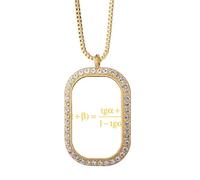 no/no Mathematical Formula Expresses Computational Logarithm Necklace Pendant Diamond Crystal Golden Jewelry