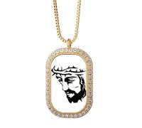 no/no Meditation Avatar Outline Faith Necklace Pendant Diamond Crystal Golden Jewelry
