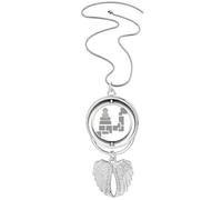 no/no Meditation Sitting Posture Sculpture Pendant Angel Wings Rotating Necklace Jewelry