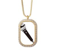 no/no microph cage expression Necklace Pendant Diamond Crystal Golden Jewelry