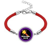 no/no Miracles Happen Every Day Lucky Red String Bracelet Rope Bracelet Handmade