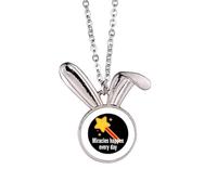 no/no Miracles Happen Every Day Rabbit Necklace Pendant Bunny Animal Jewelry Gift