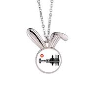 no/no Moon Shadow City Building Rabbit Necklace Pendant Bunny Animal Jewelry Gift