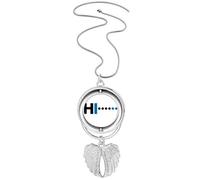 no/no Morse Code Hello Dot Line Expression Pendant Angel Wings Rotating Necklace Jewelry