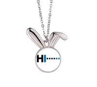 no/no Morse Code Hello Dot Line Expression Rabbit Necklace Pendant Bunny Animal Jewelry Gift