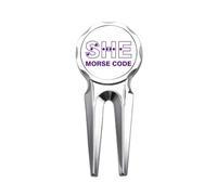no/no Morse Code She Dot-line Expression Golf Divot Tool Golf Ball Marker Repair Tool