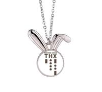 no/no Morse Code Thank-you Dot-line Expression Rabbit Necklace Pendant Bunny Animal Jewelry Gift
