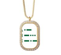 no/no morse code two point line representation Necklace Pendant Diamond Crystal Golden Jewelry