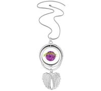 no/no Mosaic Earth Surrounds Densely Pendant Angel Wings Rotating Necklace Jewelry