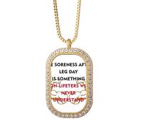 no/no Muscle Strength Weightlifter Necklace Pendant Diamond Crystal Golden Jewelry