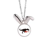 no/no music dinosaur saxoph playing Rabbit Necklace Pendant Bunny Animal Jewelry Gift