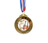 no/no Music Guitar Instruments Watercolor Pattern Gold Award Winner Medal First Place Ribbon