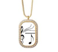 no/no Music Melody Sing Art Deco Fashion Necklace Pendant Diamond Crystal Golden Jewelry
