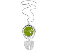 no/no Music Sound Enthusiasm Art Deco Fashion Pendant Angel Wings Rotating Necklace Jewelry