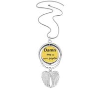 no/no My Heart Art Deco Fashion Pendant Angel Wings Rotating Necklace Jewelry