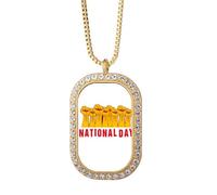 no/no National Day Strong Nation Necklace Pendant Diamond Crystal Golden Jewelry