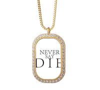 no/no Never Say Die Firm Art Deco Fashion Necklace Pendant Diamond Crystal Golden Jewelry