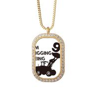 no/no Nine Excavator Project Birthday Necklace Pendant Diamond Crystal Golden Jewelry