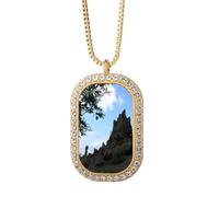 no/no Northeastern Horny Hill Art Deco Fashion Necklace Pendant Diamond Crystal Golden Jewelry