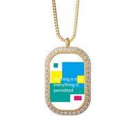 no/no Nothing Is True Everything Is Pertted Necklace Pendant Diamond Crystal Golden Jewelry