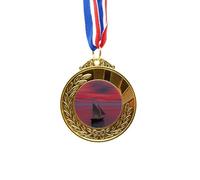 no/no ocean red boat people picture Gold Award Winner Medal First Place Ribbon